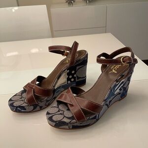 Coach Alina Patchwork Vintage 90's Wedge Heel Sandals Size 8.5